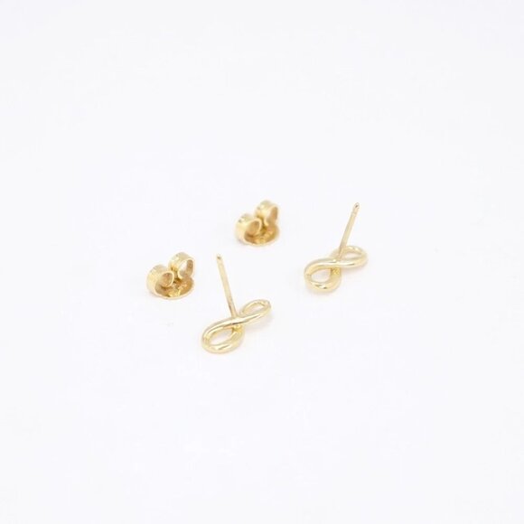 Tiffany & Co. Infinity Mini Stud Earrings 18K Yellow Gold 750 Auth w/Box - Picture 13 of 16